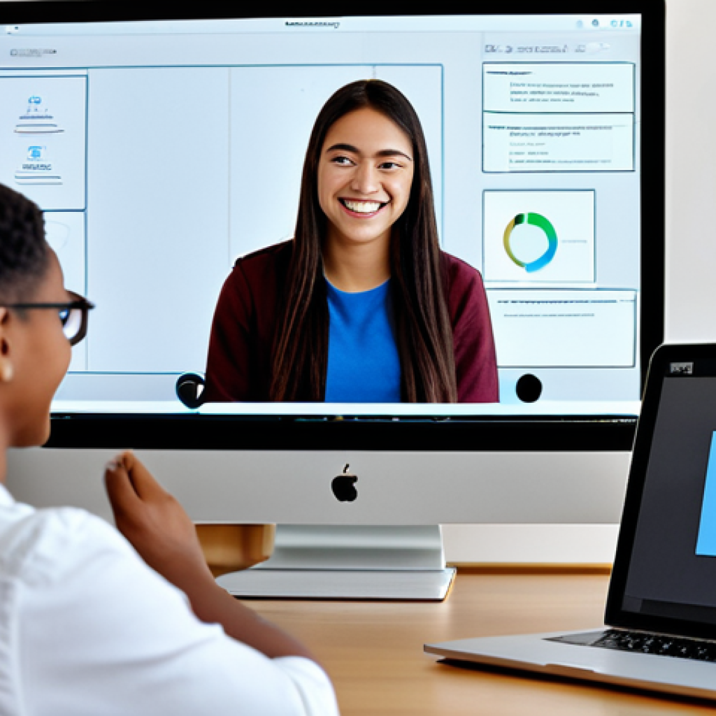 A diverse group of young adult students, fully clothed in modest and appropriate casual attire, actively collaborating online. They are seen through a multi-panel video conference interface, each in their clean, modern home study space. Students are engaged, interacting with shared digital documents and virtual whiteboards on their screens, smiling and contributing. High-resolution, professional photography, perfect anatomy, correct proportions, natural poses, well-formed hands, proper finger count, safe for work, appropriate content, family-friendly.