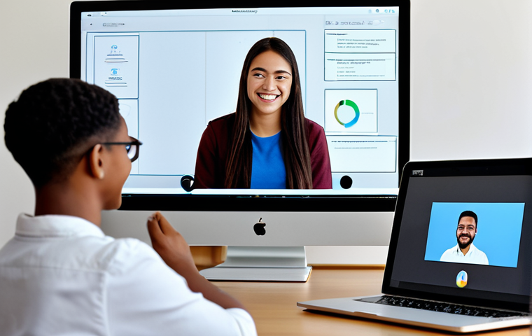 A diverse group of young adult students, fully clothed in modest and appropriate casual attire, actively collaborating online. They are seen through a multi-panel video conference interface, each in their clean, modern home study space. Students are engaged, interacting with shared digital documents and virtual whiteboards on their screens, smiling and contributing. High-resolution, professional photography, perfect anatomy, correct proportions, natural poses, well-formed hands, proper finger count, safe for work, appropriate content, family-friendly.