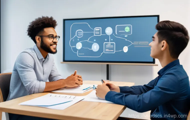 효과적인 원격 교육을 위한 협업형 학습 환경 - **Prompt:** A multi-panel or split-screen image showcasing three young adult students (late teens to...