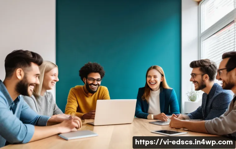 온라인 교육에서의 팀워크 훈련 기법 - **Prompt 1: "A diverse group of remote professionals, aged 25-45, engaged in a lively virtual 'Show ...