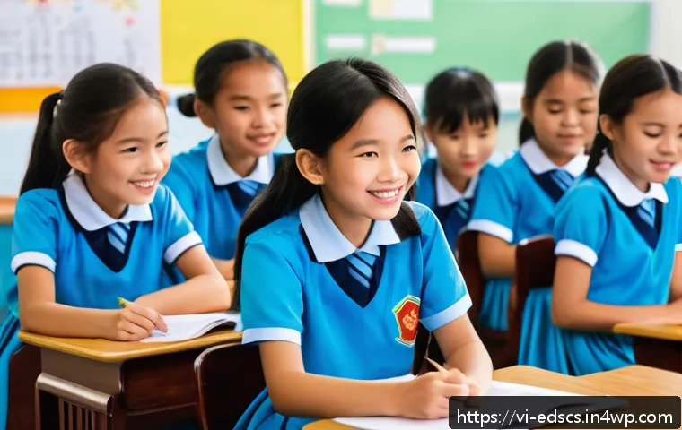 교사와 학생 간의 협업을 통해 학습 향상하기 - A Vietnamese classroom scene showing a diverse group of elementary school students actively engaged ...